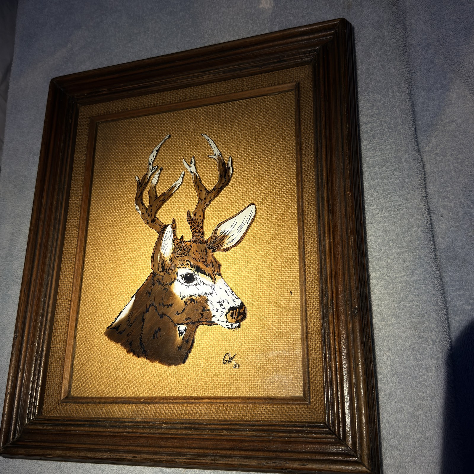 Reverse glass deer painting detail 8