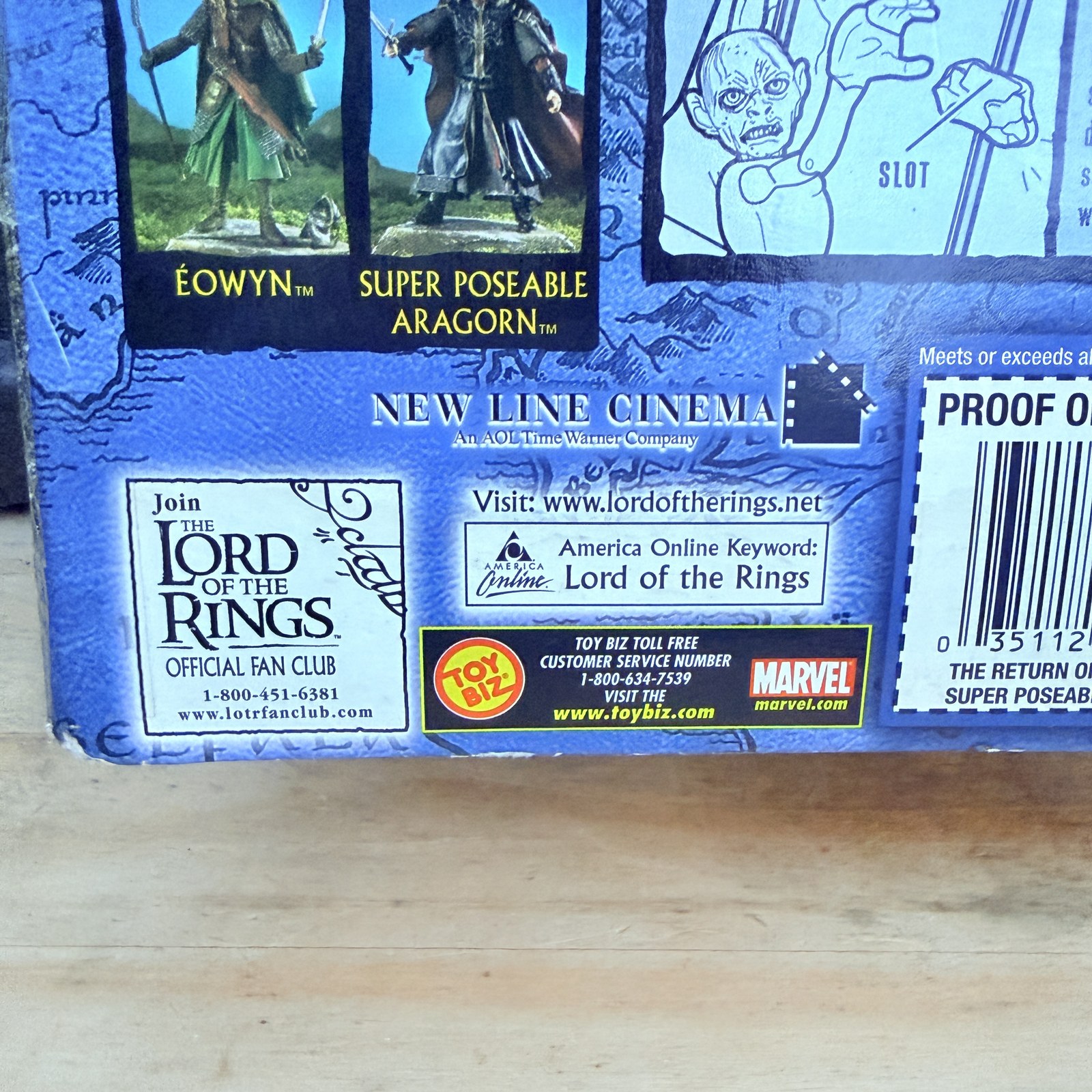 2003 Toy Biz LOTR Super Poseable Gollum package back detail