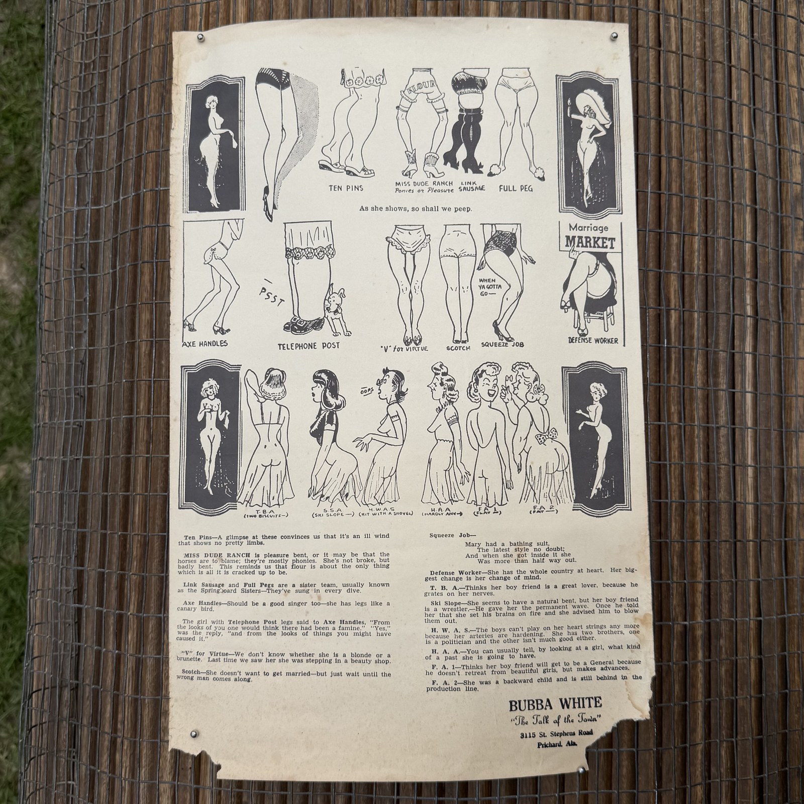 Vintage Bubba White Comedic Pin-Up Cartoon Sheets photo 6