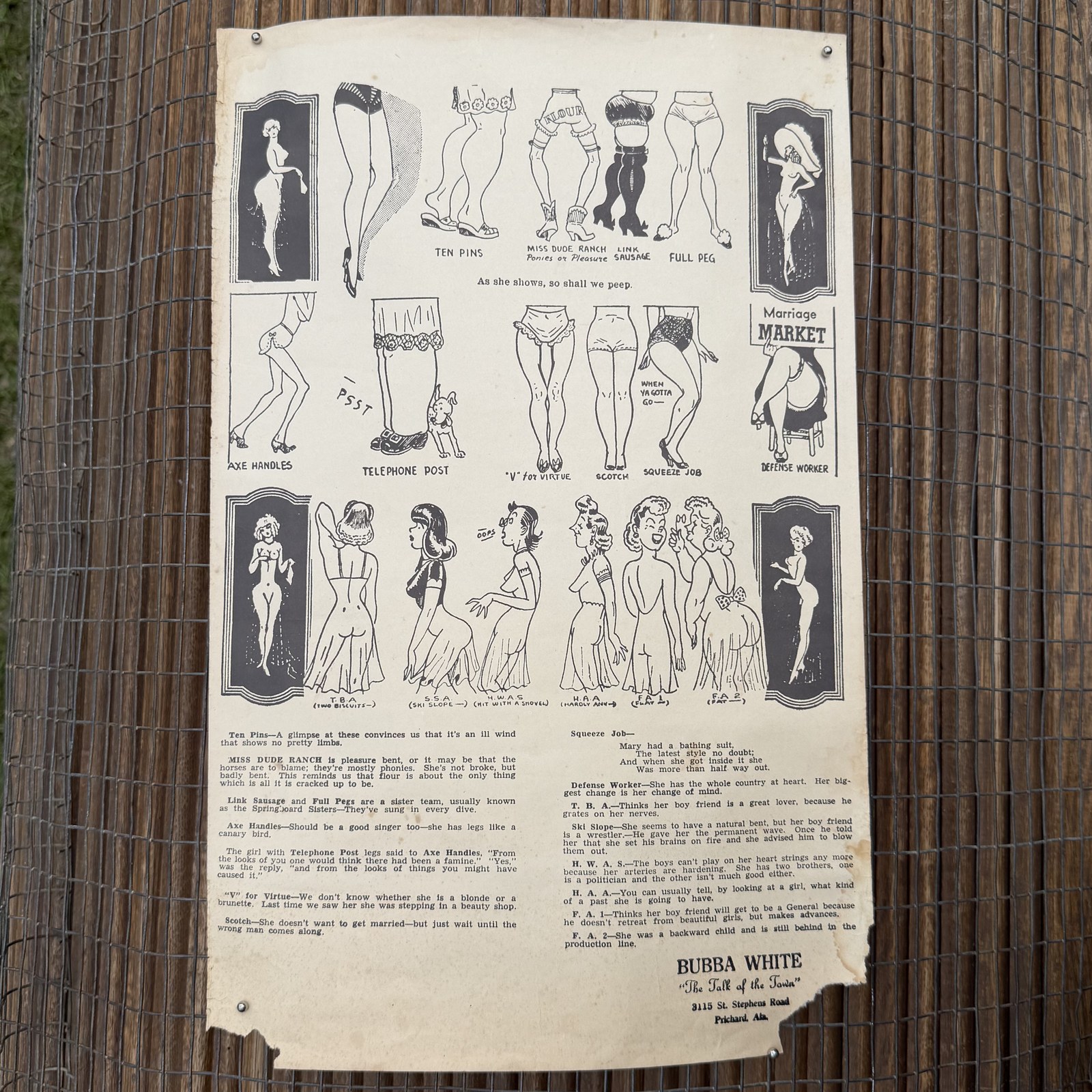 Vintage Bubba White Comedic Pin-Up Cartoon Sheets photo 7