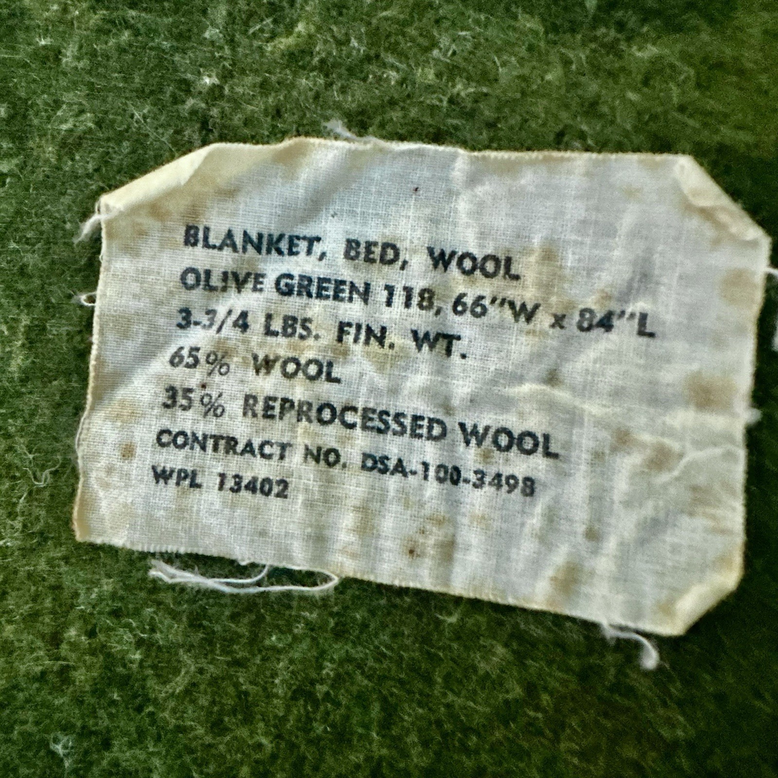 U.S. Military Wool Blanket (OG-118), 1966 — photo 2